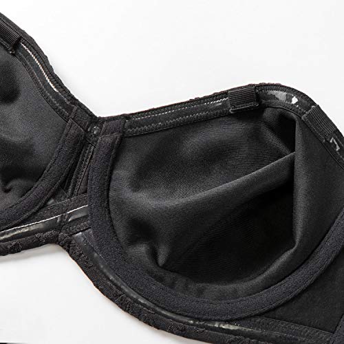 DELIMIRA - Sujetador Sin Tirantes con Aros Invisible para Mujer Negro 105C
