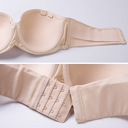 DELIMIRA - Sujetador sin Tirantes Talla Grande Copa Foam con Aros para Mujer Beige 90C