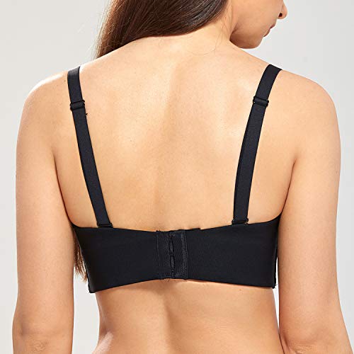 DELIMIRA - Sujetador sin Tirantes Talla Grande Copa Foam con Aros para Mujer Negro 110G