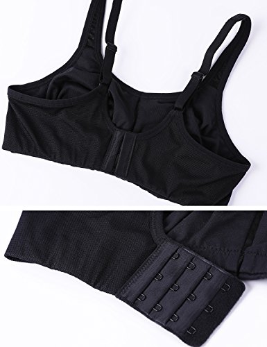 DELIMIRA - Sujetador Tallas Grandes Full Cup sin Aros sin Relleno para Mujer Negro 105B