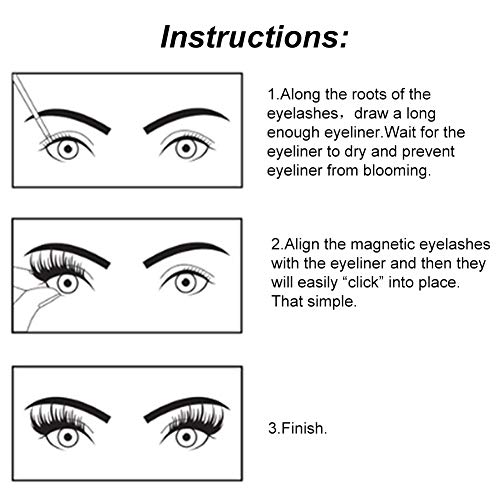 Delineador de ojos magnético, resistente al agua, a prueba de sudor, delineador de ojos magnético con pestañas magnéticas y pinzas