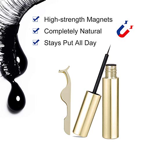 Delineador de ojos magnético, resistente al agua, a prueba de sudor, delineador de ojos magnético con pestañas magnéticas y pinzas