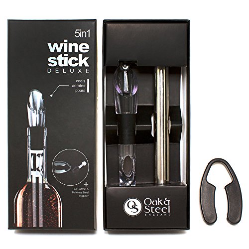 Deluxe 5 en 1 Enfriador, Vertedor y Aireador – Ideal para Enfriamiento de Vino - Utensilio Cortador de Aluminio y Bolsa de Almacenamiento - Accesorio Para Fiestas Eventos – Regalo para Navidad