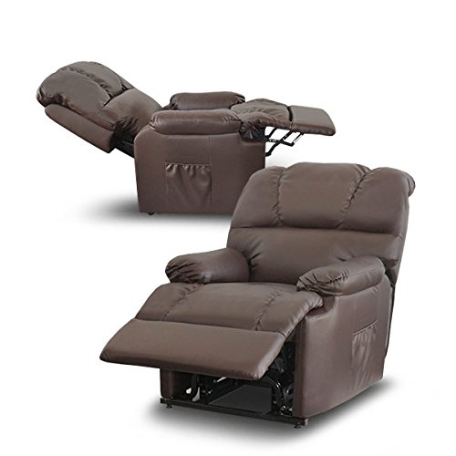 Deluxe - Sillón Relax Masaje Elevador Levanta Personas Reclinable Eléctrico Calor Lumbar - para Personas Mayores O Movilidad Reducida - Polipiel De Máxima Calidad | Marrón Chocolate