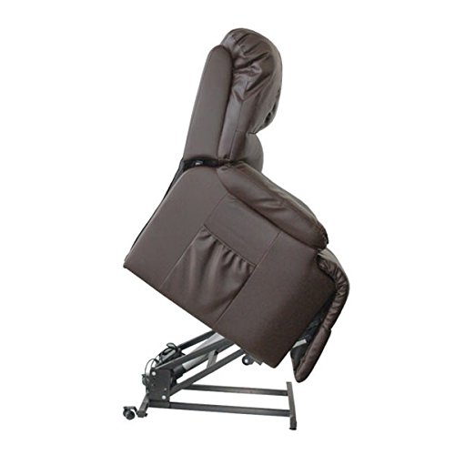 Deluxe - Sillón Relax Masaje Elevador Levanta Personas Reclinable Eléctrico Calor Lumbar - para Personas Mayores O Movilidad Reducida - Polipiel De Máxima Calidad | Marrón Chocolate