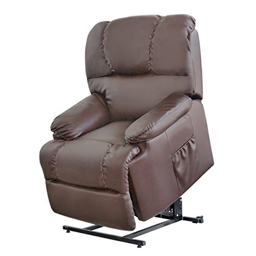 Deluxe - Sillón Relax Masaje Elevador Levanta Personas Reclinable Eléctrico Calor Lumbar - para Personas Mayores O Movilidad Reducida - Polipiel De Máxima Calidad | Marrón Chocolate
