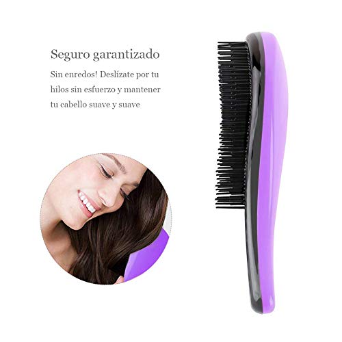 Demarkt Mejor Cepillo de Pelo Peines Tangle-Free Gran Grueso Ondulado Rizado o Cabello Fino Sobre Mujeres Niñas（Violeta)