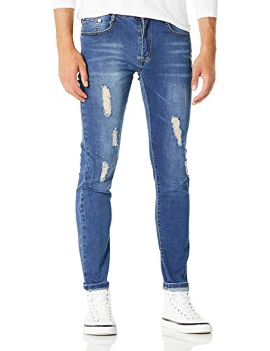Demon&Hunter Juveniles SeriesSkinny Jeans delgado para Hombres Dh8078 X X normal Azul 33W / 32L