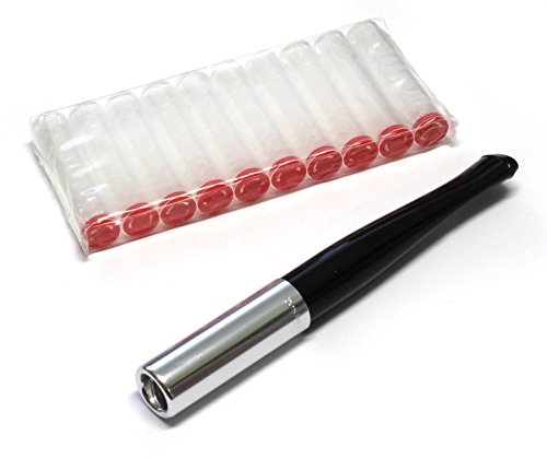 Denicotea – Boquilla de cigarrillos (con eyector Negro y Plateado color + 10 filtros