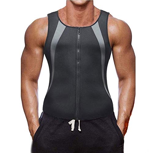 Denise Lamb Chaleco de Sauna con Cremallera Neopreno Deportivo Chaleco de Sudor Tank Top para Adelgazamiento de Sudoración Muscular (Color : Gray, Size : XXXL)