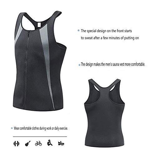 Denise Lamb Chaleco de Sauna con Cremallera Neopreno Deportivo Chaleco de Sudor Tank Top para Adelgazamiento de Sudoración Muscular (Color : Gray, Size : XXXL)