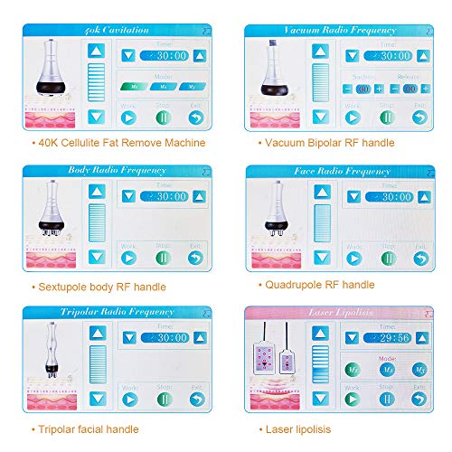 Denshine 40K Cavitación y Radiofrecuencia LED Fotón Cuerpo Adelgazante Máquina Vacío Multipolar RF