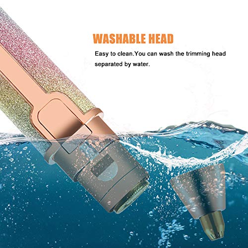Depiladora Facial Mujer, Eléctrica Depiladora Cejas Afeitadora Removedor de Vello 2 en 1 Maquina Depilar Facial USB Recargable Impermeable Portátil sin Dolor Luz LED
