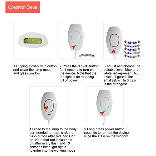 Depiladora luz pulsada LED sin dolor Máquina Depilación Permanente de la belleza removedor de vello para cuerpo brazos Piernas Axila Bikini (UE)