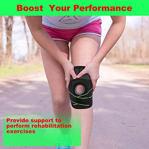Deporte Rodilleras, Lepfun PR555/PR900 (1 Unid) Rodillera de Neopreno con Estabilizadores Laterales y Almohadillas de Rótula en Gel(One Size Fits All, PR555 Black)