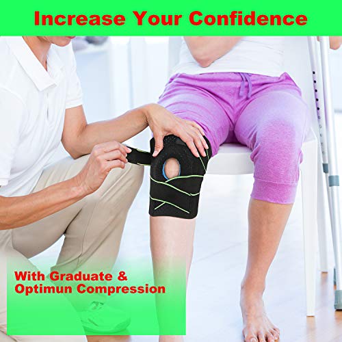 Deporte Rodilleras, Lepfun PR555/PR900 (1 Unid) Rodillera de Neopreno con Estabilizadores Laterales y Almohadillas de Rótula en Gel(One Size Fits All, PR555 Black)