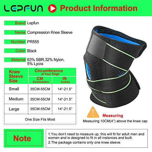 Deporte Rodilleras, Lepfun PR555/PR900 (1 Unid) Rodillera de Neopreno con Estabilizadores Laterales y Almohadillas de Rótula en Gel(One Size Fits All, PR555 Black)