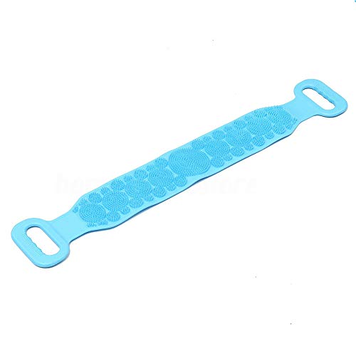 Depurador Espalda Limpieza Corporal Multifuncional Doble Cara Masaje casero Viaje Suave Silicona Ducha Piel Larga duración Exfoliante Baño(Azul)