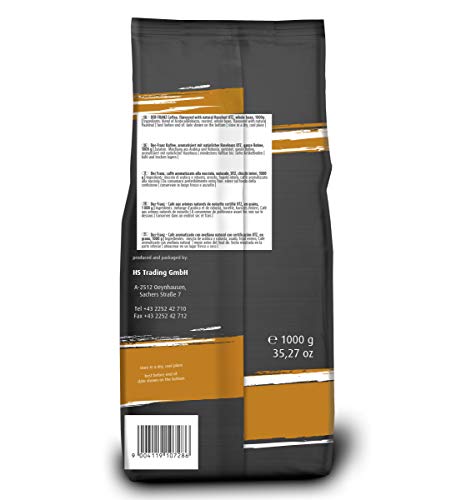 Der-Franz - Café mezcla de Arábica y Robusta, asado, frijoles enteros aromatizado con avellana natural con certificación UTZ, en grano, 1000 g