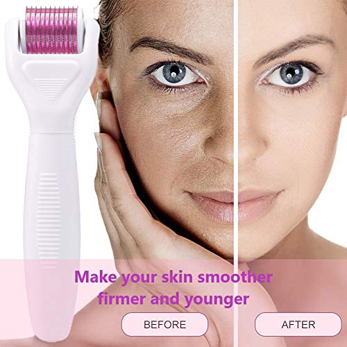 Derma Roller,AMAYGA Rodillo Agujas,Microneedle Derma Roller,Sistema de microagujas 6 en 1 por para reducir arrugas,puntos oscuros,cicatrices,celulitis,estrías para usar en cara,cuerpo
