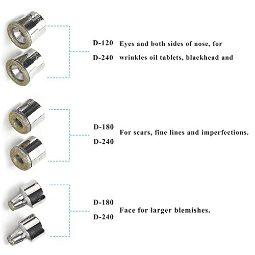 Dermabrasion Diamond Tips, Portable 6 pcs Microdermabrasion con caja Herramienta de accesorio de máquina de belleza utilizada para el cuidado de la piel, exfoliación facial