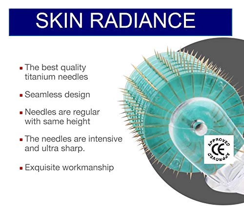 Dermaroller 1.5mm Por Skin Radiance UK - Rodillo Facial - Resultados increíbles contra las arrugas, manchas de edad, acné y cicatrices, exfoliación profunda para producir un cutis más claro!