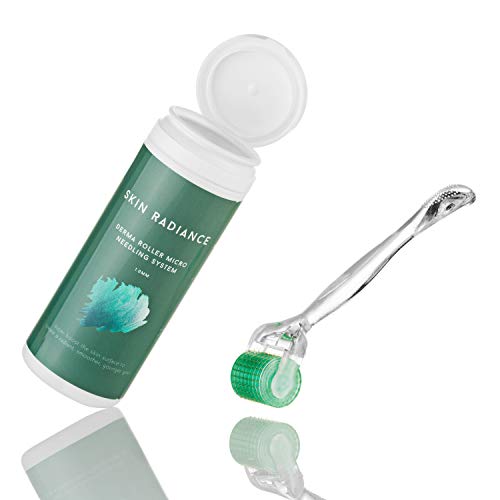 Dermaroller 1.5mm Por Skin Radiance UK - Rodillo Facial - Resultados increíbles contra las arrugas, manchas de edad, acné y cicatrices, exfoliación profunda para producir un cutis más claro!