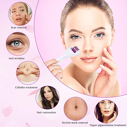 Dermaroller, Winpok 6 en 1 Derma Roller, Derma roller, Ideal para tratar cara, Anti-Edad, Antiarrugas, rodillo facial titanio, por Ojos, Cara, Cuerpo (morado)