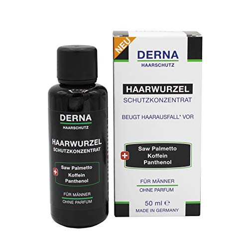 Derna Haarwurzel – Concentrado de protección – 50 ml – con bloqueador de DHT (Saw Palmetto) + cafeína + pantenol – para la protección contra la caída del cabello (hereditario)