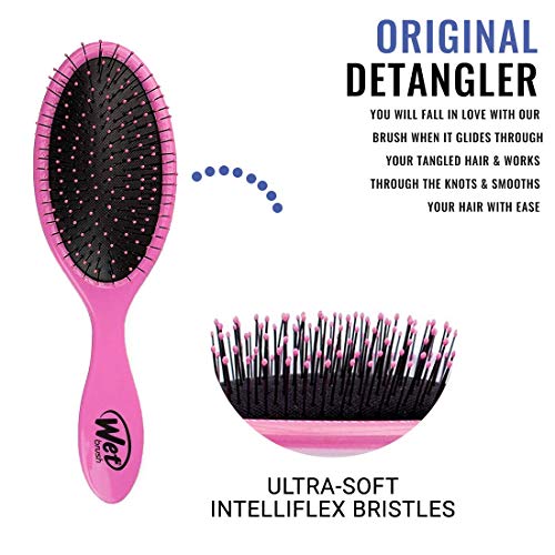 Desenredante original del cepillo del pelo mojado - cerdas Intelliflex, sin dolor, puntas abiertas y rotura del cabello - rosa (2 unidades)