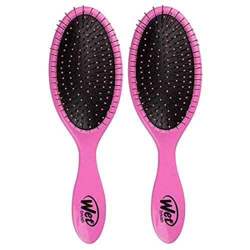 Desenredante original del cepillo del pelo mojado - cerdas Intelliflex, sin dolor, puntas abiertas y rotura del cabello - rosa (2 unidades)