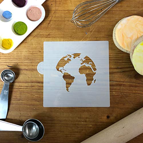 Designer Stencils CM113 - Plantilla para galletas y manualidades, diseño de mapa del mundo