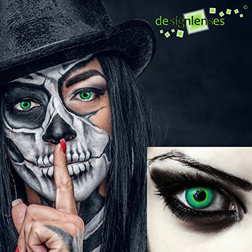 Designlenses, Dos lentillas de color verde para Cosplay Halloween disfraces duende disfraz lentes sin dioprtías/corregir + gratis caso de lente „Green Elfe"