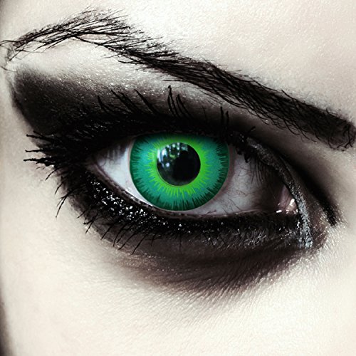 Designlenses, Dos lentillas de color verde para Cosplay Halloween disfraces duende disfraz lentes sin dioprtías/corregir + gratis caso de lente „Green Elfe"