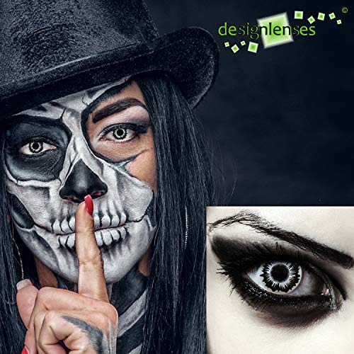 Designlenses, Dos lentillas de colores blanco y negro para Halloween Valquiria costume lentes de tres meses sin dioprtías/corregir + gratis caso de lente „Valkyrie"