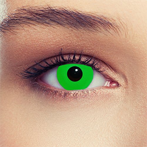 Designlenses, Dos lentillas de colores verde totalmente para Halloween costume lentes de tres meses sin dioprtías/corregir + gratis caso de lente „Hulk"