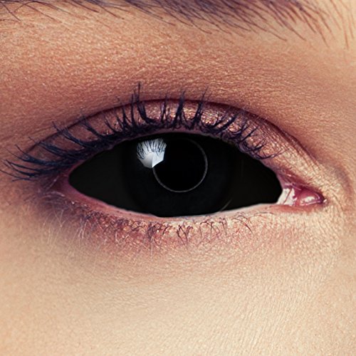 Designlenses, Dos Sclera lentillas de color negro para Halloween 22mm Zombie lentillas de seis meses sin dioprtías/corregir + gratis caso de lente „Black Witch"