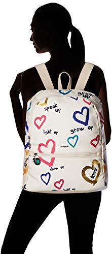 Desigual - Bag Natural Message Novara Women, Bolsos mochila Mujer, Blanco (Crudo), 12x35.3x28.7 cm (B x H T)