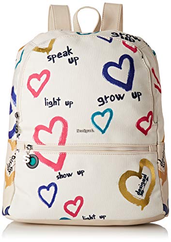 Desigual - Bag Natural Message Novara Women, Bolsos mochila Mujer, Blanco (Crudo), 12x35.3x28.7 cm (B x H T)