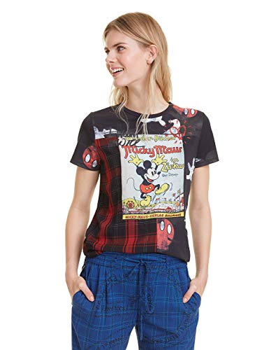 Desigual Micky Mouse Camiseta, Negro (Negro 2000), M para Mujer