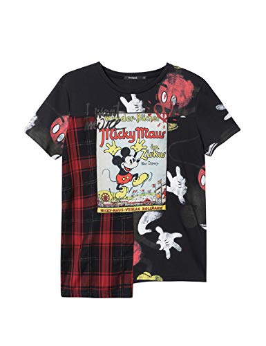 Desigual Micky Mouse Camiseta, Negro (Negro 2000), M para Mujer