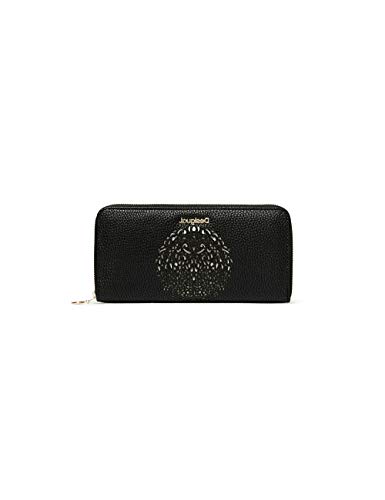 Desigual Mone Tribal Zip Around - Monedero para Mujer, Color Negro, Talla 2x9.5x19 cm (B x H x T)