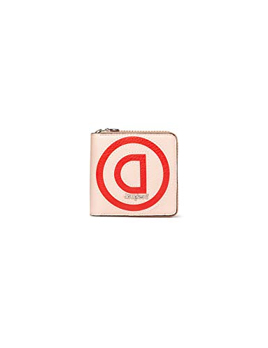 Desigual Mone_Logo Zip Square, Mini-Monedero de Patch en Logomanía para Mujer, Beige (Beige), 2x10x10 cm (B x H x T)