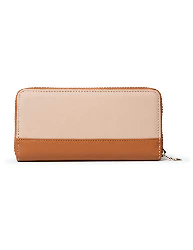 Desigual Mone_Rhapsody Zip Around - Monedero para Mujer, 2 x 9,5 x 19 cm, Color marrón y Beige