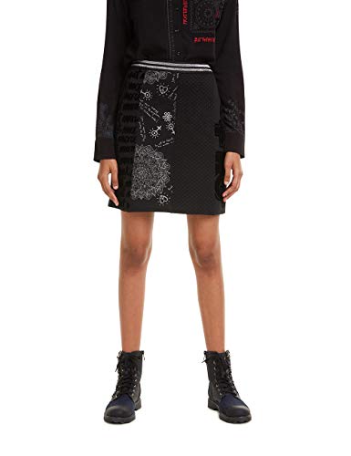 Desigual Skirt Craig Falda, Negro (Negro 2000), XL para Mujer