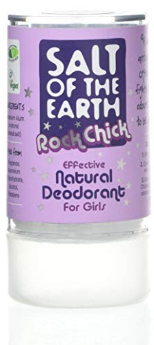 Desodorante natural vegano Rock Chick de Salt of the Earth en cristales sin perfume ni fragancia, protección de larga duración, aprobado por Leaping Bunny, 90 g