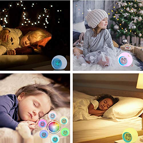 Despertador Digital Electrónico, Lypumso Reloj Alarma con 7 Colores Luz de Noche, Pantalla LED con Hora, Fecha, Temperatura, Función Snooze [Regalo]