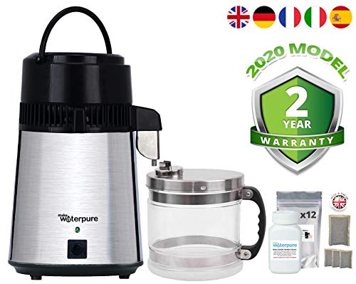 Destilador de Agua + Jarra de Cristal de 4 litros, sswd + 12 Filters