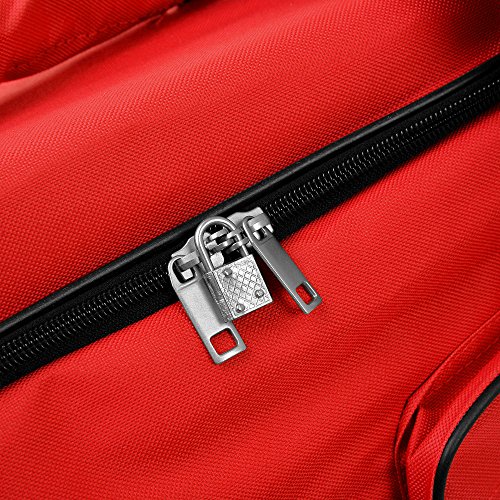 Deuba Bolsa de Viaje Rojo Maleta de 85 litros con Bolsillos y candado Bolsa de Deporte de Cabina con Mango teléscopico