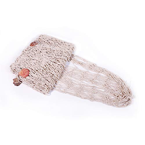 DEWEL Red Marinera Decorativa con Concha Estilo del Mediterránea Decoración de Pared Cosido a Mano 200 * 150 cm (Blanco)